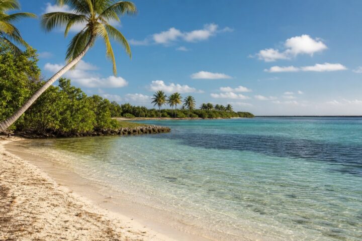 A quiet Key Biscayne beach and lagoon near Crandon Marina