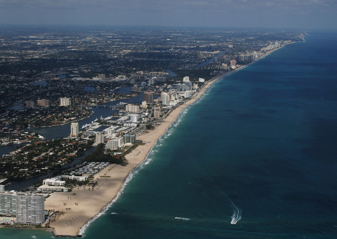 Aerial view of Fort Lauderdale Beach and the Atlantic coastline