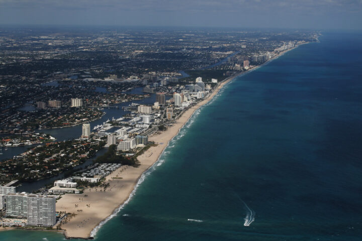 Aerial view of Fort Lauderdale Beach and the Atlantic coastline