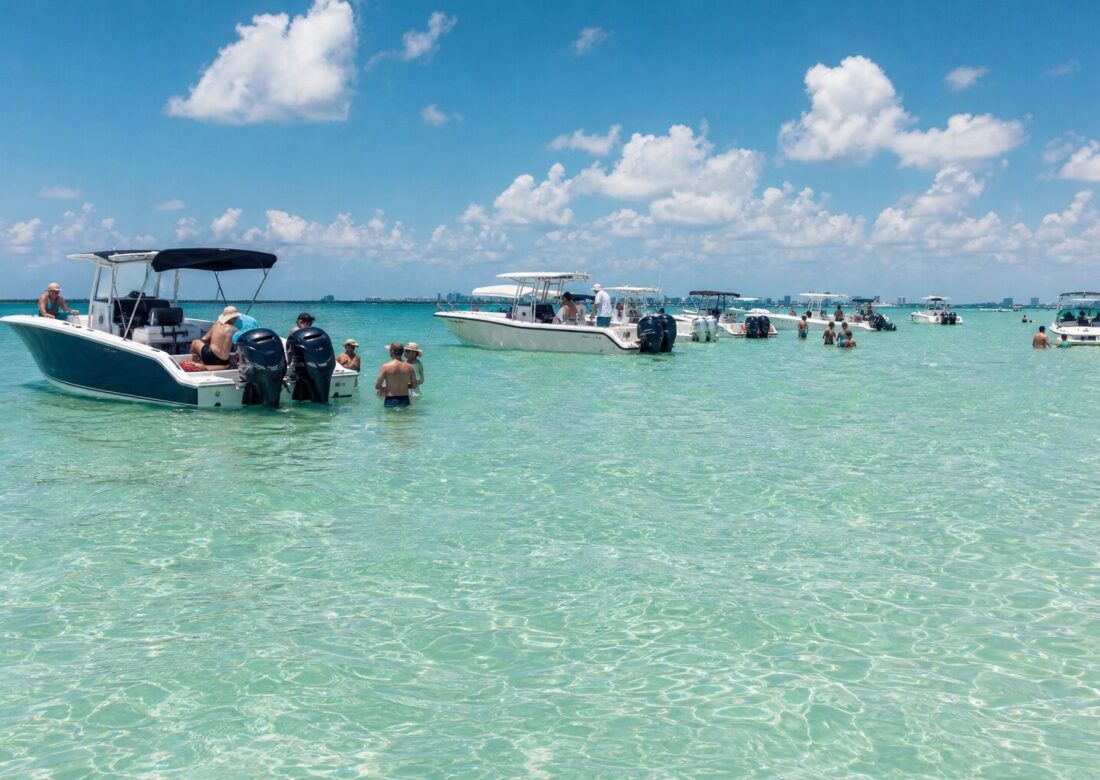 Boats gathered at the Haulover Sandbar near North Miami Beach