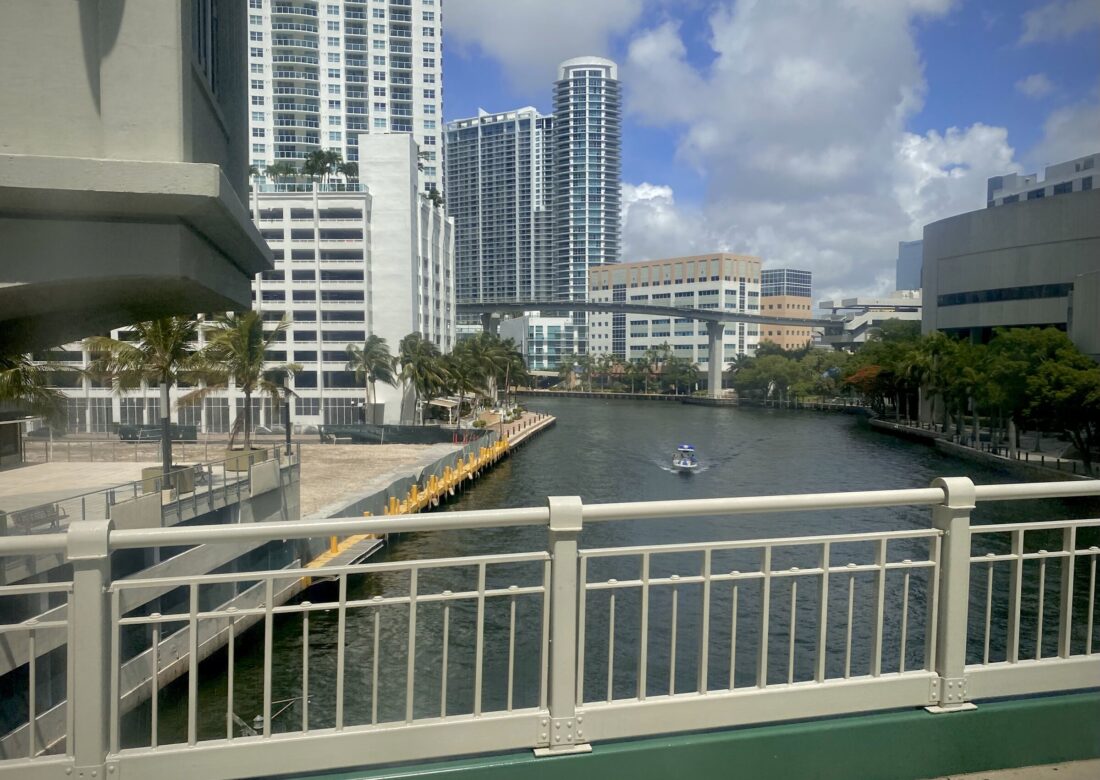 The Miami River winding past downtown Miami
