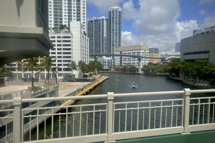 The Miami River winding past downtown Miami