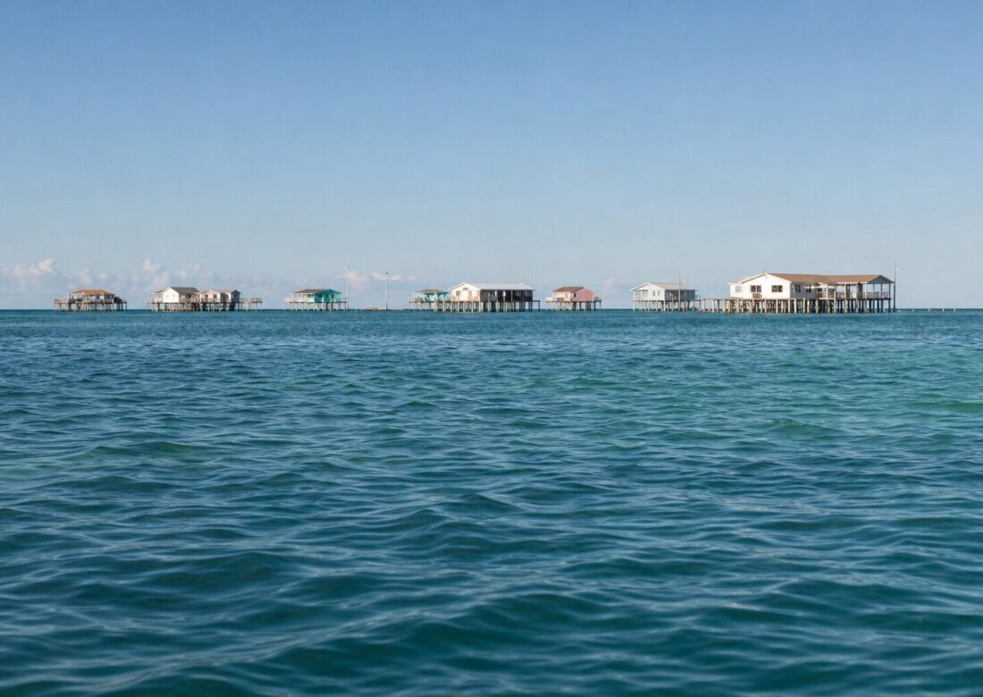 The historic stilt houses of Stiltsville on the Biscayne Bay flats