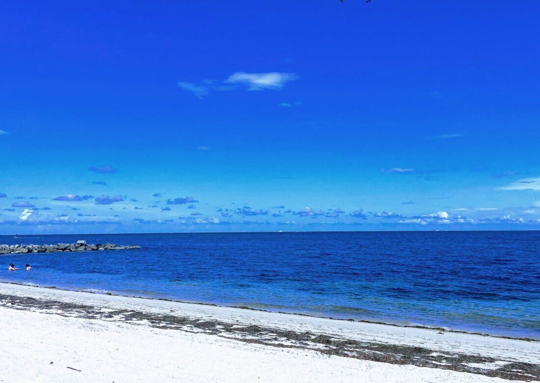 The clear water and white sand of Virginia Key near Miami
