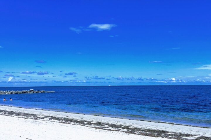 The clear water and white sand of Virginia Key near Miami